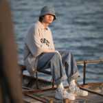 홍콩 冰丝牛仔裤男夏季薄款宽松直筒阔腿休闲男生裤子男款의 그림