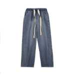 홍콩 冰丝牛仔裤男夏季薄款宽松直筒阔腿休闲男生裤子男款의 그림