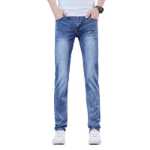 남성용 봄 가을 스트레치 청바지 2023 여름 새로운 스트레이트 슬림 캐주얼 나인 분 바지 남성용 부러진 구멍의 그림