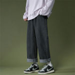 홍콩 차이 문학 남성 청바지 남성 스트레이트 느슨한 여름 얇은 섹션 캐주얼 소년 나인 분 바지 남성 모델의 그림