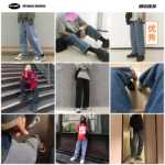 홍콩 차이 문학 남성 청바지 남성 스트레이트 느슨한 여름 얇은 섹션 캐주얼 소년 나인 분 바지 남성 모델의 그림