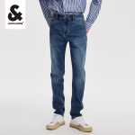 잭 존스 남성 청바지 남성용 수정 다리 고탄성 편안한 바지 어두운 남성 바지 봄과 여름 신상품의 그림