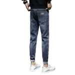 남성 청바지 여름 조수 탄성 슬림 작은 발 캐주얼 남성 모델 긴 남성 바지 봄과 가을 모델 소년 세탁의 그림