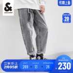 잭 존스 봄 가을 남성용 얇은 섹션 느슨한 트렌드 워싱 도 올드 캐주얼 나인 포인트 마스터 카우보이 올드 맨 팬츠의 그림