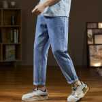 탕 라이온 2023 새로운 아이스 실크 진 남성 여름 얇은 밝은 색상의 슬림 조류 느슨한 스트레이트 롱 팬츠 데이즈의 그림