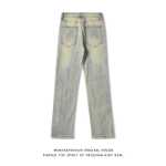 오공은 미국 하이 스트리트에서 오래된 스트레이트 청바지를 입고 조수 복고풍 느슨한 백 캐주얼 바지를 가지고 있습니다.의 그림