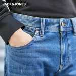 잭 존스 청바지 남성용 슬림 작은 발 신축성있는 파란색 바지 복고풍 바지 남성용 사계절 모델에 적합의 그림