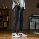 당 사자 23 새로운 청바지 남성 여름 얇은 섹션 슬림 작은 발 곧은 물 얕은 한국 조류와 긴 바지의 그림