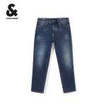 잭 존스 남성 스트레이트 청바지 남성 느슨한 진한 파란색 따뜻한 조류 바지 2022 가을과 겨울 신상품의 그림