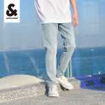 잭 존스 진 남성용 슬림 스몰 피트 워싱 라이트 컬러 스플래시 잉크 스트레치 데님 팬츠 아메리칸 팬츠의 그림