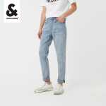 잭 존스 진 남성용 슬림 스몰 피트 워싱 라이트 컬러 스플래시 잉크 스트레치 데님 팬츠 아메리칸 팬츠의 그림