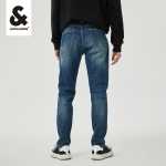 잭존스 잭존스 슬림핏 워싱 캣 위스커 스크래치 디자인 캐주얼 데님 롱 팬츠의 그림