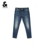 잭존스 잭존스 슬림핏 워싱 캣 위스커 스크래치 디자인 캐주얼 데님 롱 팬츠의 그림