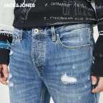 잭존스 잭존스 봄 가을 패션 남성 트렌드 다용도 구멍 한국 잘생긴 청바지 220232514의 그림