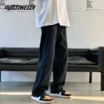 검은 작업 바지 아들 남성 하이 스트리트 인 조수 봄과 가을 느슨한 스트레이트 와이드 레그 캐주얼 바지 힙합 튀긴 거리 바지의 그림