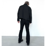 JCAESAR 조류 바이브 아메리칸 와이드 레그 팬츠 하이 스트리트 블랙 스트레치 클린핏 워싱 청바지 남자의 그림