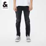 잭 존스 봄 남성 청바지 블랙 심플 데일리 쿨 느낌 편안한 스트레치 슬림 스트레이트 나인 팬츠의 그림