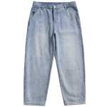 BJHG 무모한 가을 미국 시니어 감각 데님 청바지 아들 남성 조류 느슨한 큰 사이즈 스트레이트 캐주얼 팬츠의 그림