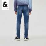 잭 존스 남성 봄 새 바지 조류 편안한 시원한 느낌 청바지 신축성있는 레저 슬림 남성 바지 작은 발의 그림