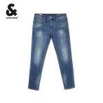 잭 존스 남성 봄 새 바지 조류 편안한 시원한 느낌 청바지 신축성있는 레저 슬림 남성 바지 작은 발의 그림