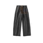 블랙 여름 얇은 섹션 청바지 남성 봄과 가을 복고풍 느슨한 스트레이트 팬츠 하이 스트리트 조수 인 드래그 그라운드 팬츠의 그림