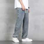 통통한 형제 청바지 소년 여름 얇은 섹션 느슨한 조수 복고풍 워싱 바지 캐주얼 빅 야드 스트레이트 바지의 그림