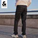 잭 존스 남성 청바지 남성 가을 슬림 스트레치 워싱 다크 트렌드 스트레이트 데님 팬츠 로우 웨이스트의 그림