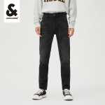 잭 존스 남성용 새로운 심플하고 편안한 슬림 캐주얼 블랙 진 따뜻한 두꺼운 긴 바지의 그림