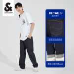 잭 존스 남성 가을 느슨한 청바지 트렌드 심플 스트레이트 로우 웨이스트 다크 코튼 팬츠 남성용 모델의 그림