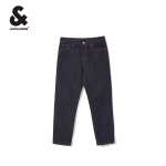 잭 존스 남성 가을 느슨한 청바지 트렌드 심플 스트레이트 로우 웨이스트 다크 코튼 팬츠 남성용 모델의 그림