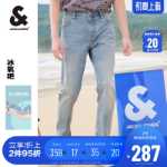 잭 존스 여름 남성 청바지 청바지 남성 빈티지 아이스 산소 바 스트레이트 팬츠 조류 스트레치 팬츠 남성 의류의 그림