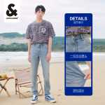 잭 존스 여름 남성 청바지 청바지 남성 빈티지 아이스 산소 바 스트레이트 팬츠 조류 스트레치 팬츠 남성 의류의 그림