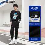 잭 존스 잭 존스 봄 가을 남성용 새로운 트렌드 느슨한 스트레이트 자수 고탄력 블랙 진의 그림