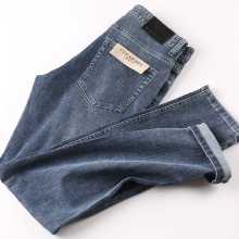 부드럽고 편안한면 혼방 모달 신축성 바지 남성 가을과 겨울 두꺼운 섹션 남성용 슬림 다용도 스트레이트 청바지의 그림