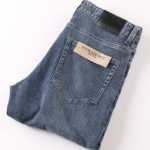 부드럽고 편안한면 혼방 모달 신축성 바지 남성 가을과 겨울 두꺼운 섹션 남성용 슬림 다용도 스트레이트 청바지의 그림