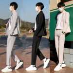 남성 슬림  웨딩 정장의 그림