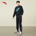 안타 스웨트 팬츠 남성 겨울 니트 스포츠 바지 패딩 느슨한 따뜻한 드로 스트링 바지 152241306의 그림