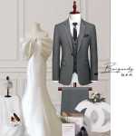 버건디 하이 커스텀 정장의 그림