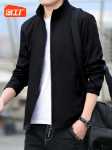봄과 가을 재킷 남성 재킷 스탠드 칼라 비즈니스 캐주얼 비철 얇은 섹션 더블 플라이트 재킷 남성 실험실 코트의 그림