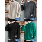 미국 점퍼 남성 가을 겨울 모델 조수 점퍼 옷 거짓 투피스 라인 의류 속옷 느슨한 하프 하이넥 니트 스웨터의 그림