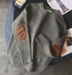 패치 점퍼 남성 겨울 두꺼운 대형 니트 스웨터 조류 라운드 넥 일본 복고풍 점퍼 코트의 그림