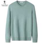 [100 % 순모] 늑대와 함께 춤을 추다 울 스웨터 남성용 라운드 넥 2023 가을 겨울 새로운 따뜻한 니트 점퍼의 그림