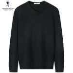 [100 % 순모] 늑대와 함께 춤을 추다 울 스웨터 남성용 라운드 넥 2023 가을 겨울 새로운 따뜻한 니트 점퍼의 그림