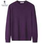 [100 % 순모] 늑대와 함께 춤을 추다 울 스웨터 남성용 라운드 넥 2023 가을 겨울 새로운 따뜻한 니트 점퍼의 그림