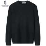 [100 % 순모] 늑대와 함께 춤을 추다 울 스웨터 남성용 라운드 넥 2023 가을 겨울 새로운 따뜻한 니트 점퍼의 그림