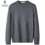 [100 % 순모] 늑대와 함께 춤을 추다 울 스웨터 남성용 라운드 넥 2023 가을 겨울 새로운 따뜻한 니트 점퍼의 그림