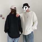 점퍼 남성 겨울 느슨한 게으른 스타일 일본 복고풍 스레드 코트 재킷 두꺼운 간단한 바닥 니트 스웨터의 그림