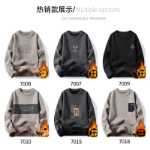 가을과 겨울 새로운 자수 셔닐 점퍼 남성용 패딩 및 두꺼운 따뜻한 라운드 넥 긴팔 니트 스웨터 워머 탑스의 그림