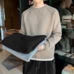 거짓 투피스 라운드 넥 점퍼 남성 봄과 가을 느슨한 풀오버 니트 울 스웨터 조류 가을과 겨울상의 옷이 두꺼워 짐의 그림