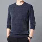 딱따구리 셔닐 남성용 라운드 넥 긴팔 니트웨어 2023 가을 겨울 따뜻한 탑 심플한 다용도 점퍼의 그림